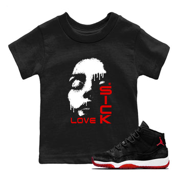 11s Bred Velvet shirts to match jordans Love Sick sneaker match tees Air Jordan 11 Bred Velvet match shoes to clothes SNRT Sneaker Tees Youth Baby Black 1 tee