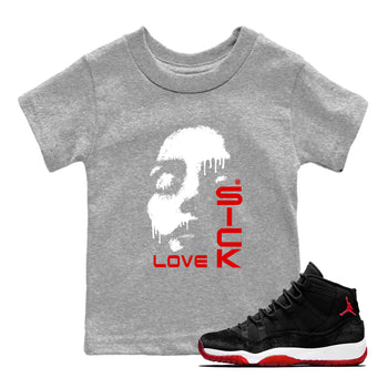 11s Bred Velvet shirts to match jordans Love Sick sneaker match tees Air Jordan 11 Bred Velvet match shoes to clothes SNRT Sneaker Tees Youth Baby Heather Grey 1 tee