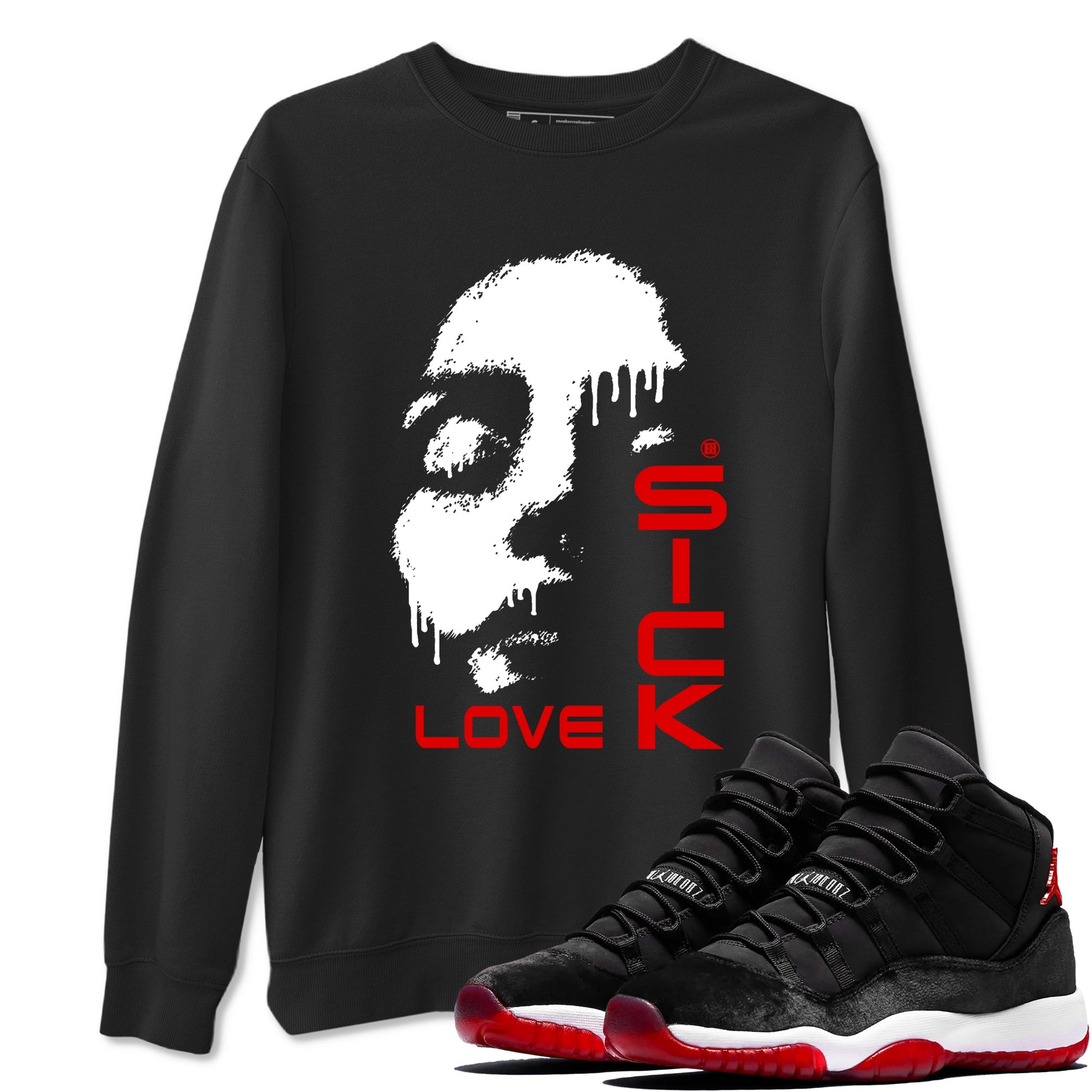 11s Bred Velvet shirts to match jordans Love Sick sneaker match tees Air Jordan 11 Bred Velvet match shoes to clothes SNRT Sneaker Tees unisex cotton Black 1 shirts