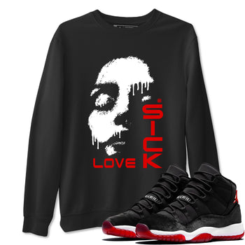 11s Bred Velvet shirts to match jordans Love Sick sneaker match tees Air Jordan 11 Bred Velvet match shoes to clothes SNRT Sneaker Tees unisex cotton Black 1 shirts