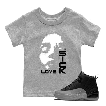 12s Black Wolf Grey shirts to match jordans Love Sick sneaker match tees Air Jordan 12 Barons match shoes to clothes SNRT Sneaker Tees Youth Baby Heather Grey 1 tee