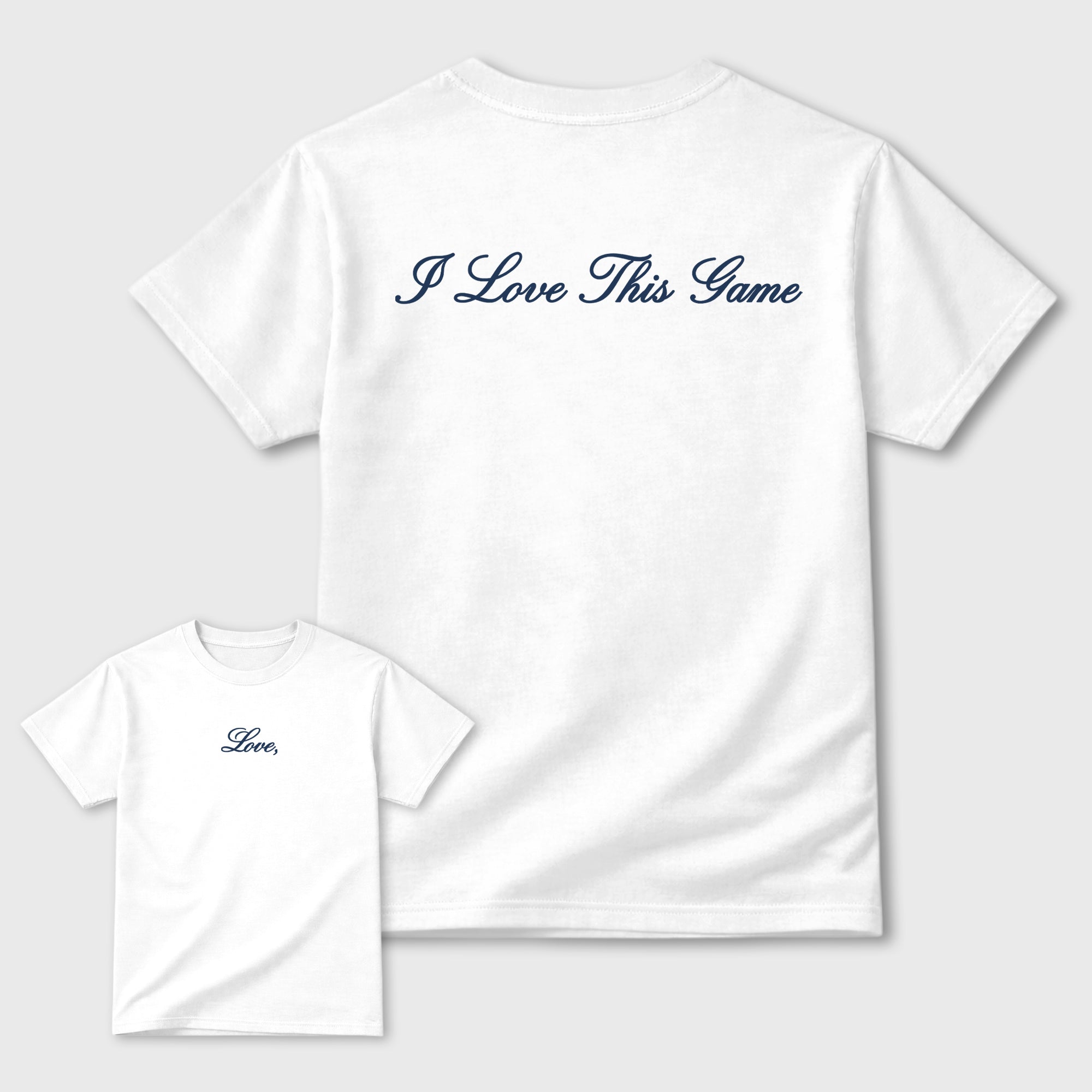 Love This Game Graphic T-Shirt featuring original streetwear artwork designed to match the Air Jordan 13 Flint. White Graphic T-Shirt.