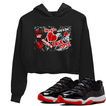 Air Jordan 11 Low Bred sneaker match tee Love Under Wraps sneaker match tees Air Jordan 11 Bred best t-shirts to match jordans SNRT Sneaker Tees unisex cotton Black 1 crop tee