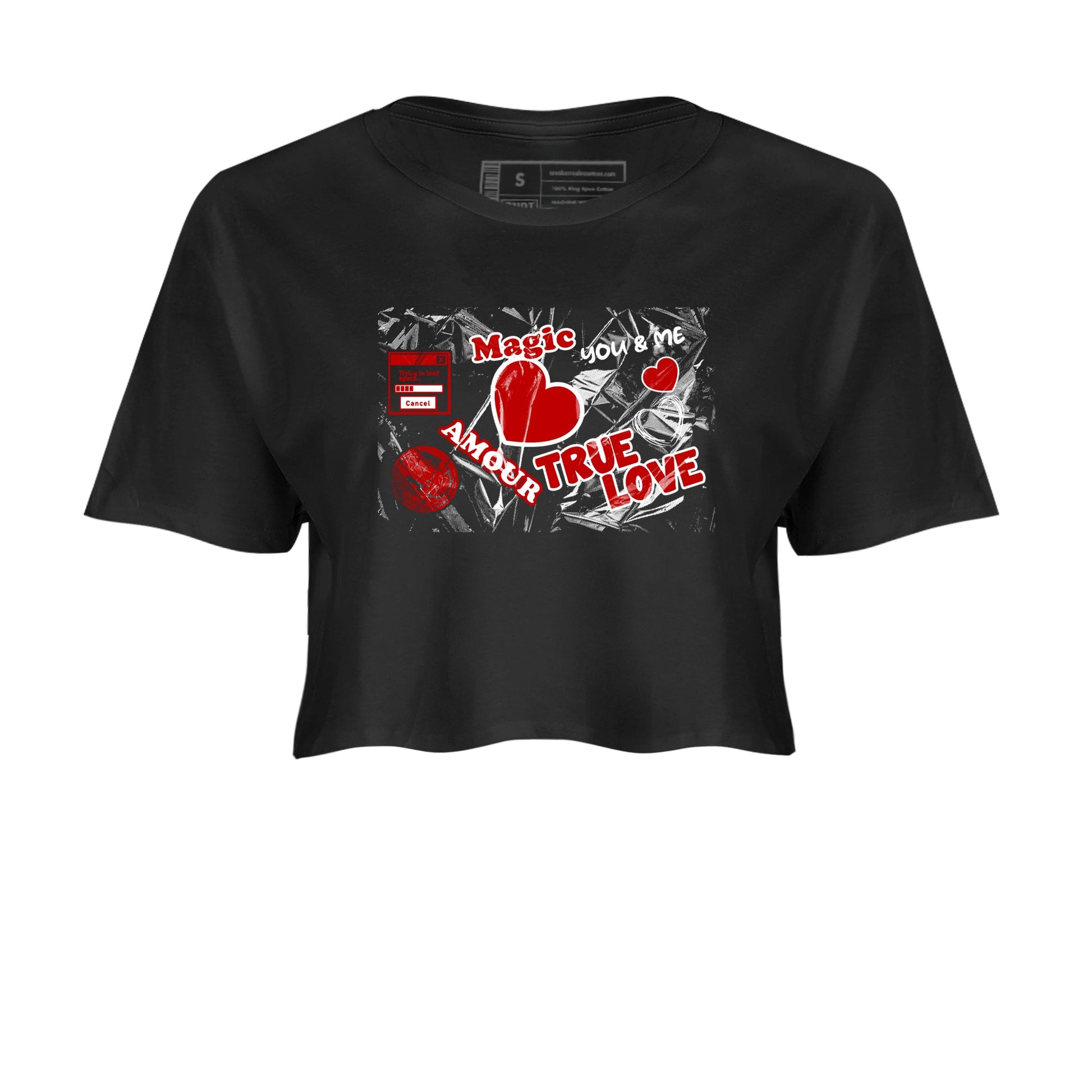 Air Jordan 11 Low Bred sneaker match tee Love Under Wraps sneaker match tees Air Jordan 11 Bred best t-shirts to match jordans SNRT Sneaker Tees unisex cotton Black 2 crop tee