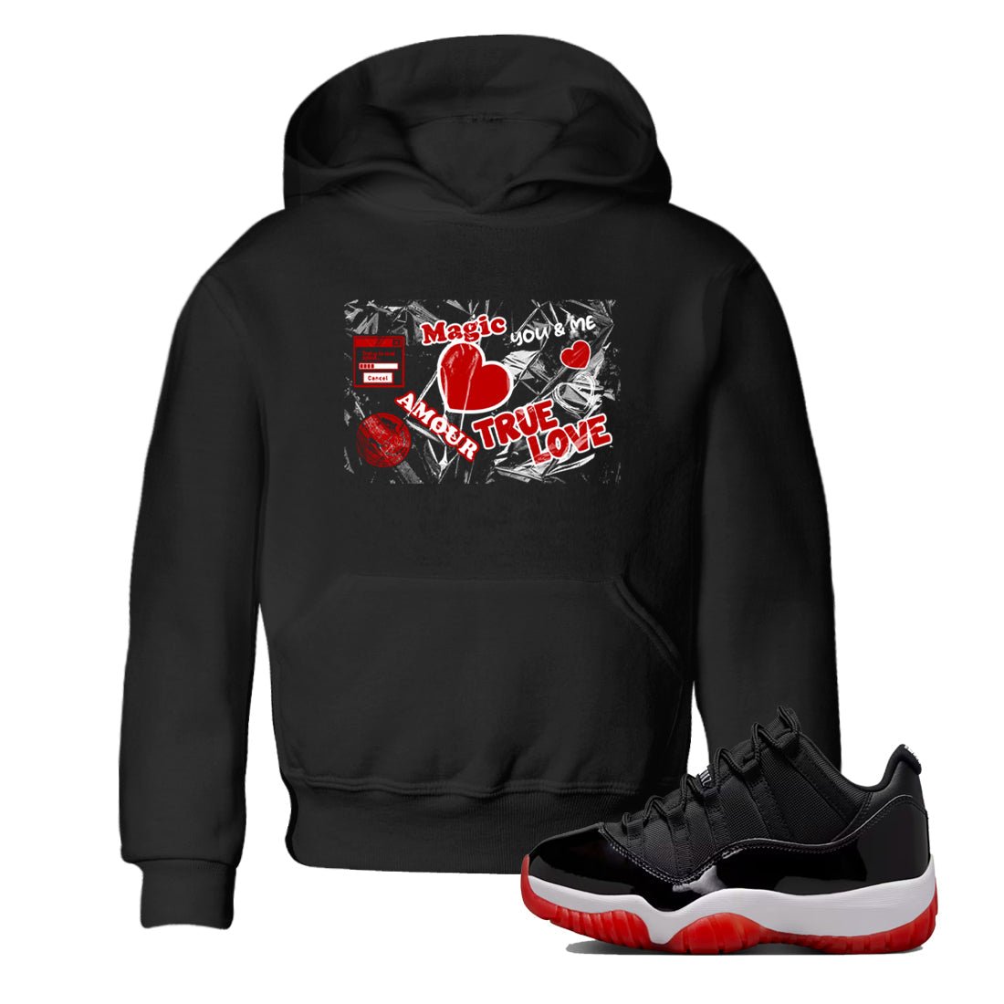 Air Jordan 11 Low Bred sneaker match tee Love Under Wraps sneaker match tees Air Jordan 11 Bred best t-shirts to match jordans SNRT Sneaker Tees Youth Baby Black 1 tee