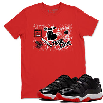 Air Jordan 11 Low Bred sneaker match tee Love Under Wraps sneaker match tees Air Jordan 11 Bred best t-shirts to match jordans SNRT Sneaker Tees unisex cotton Red 1 shirts