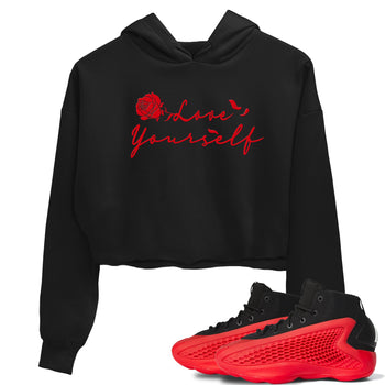 AE 1 Bred shirts to match jordans Love Yourself sneaker match tees AE 1 Bred match shoes to clothes SNRT Sneaker Tees unisex cotton Black 1 crop tee