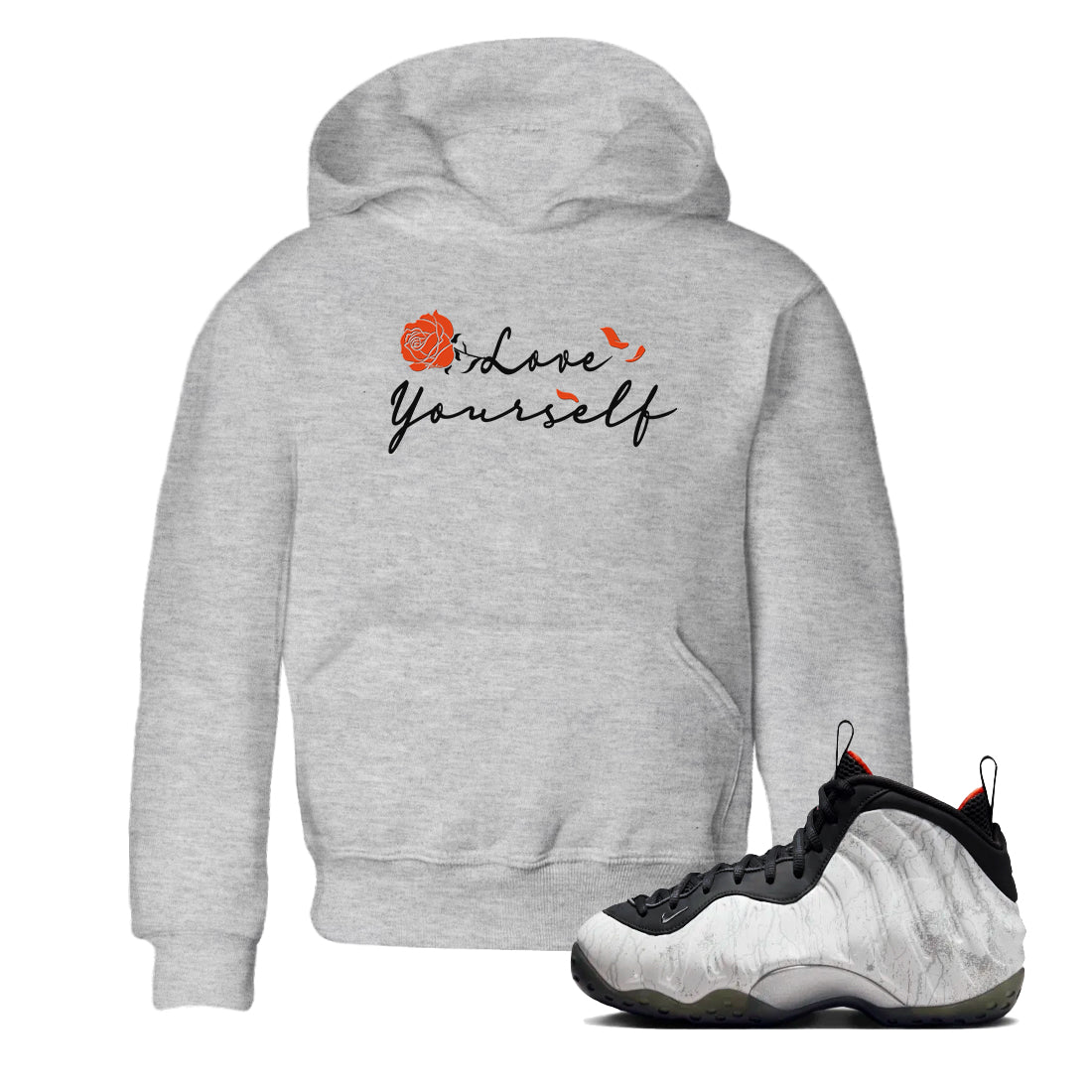 Foams One Jin shirts to match jordans Love Yourself sneaker match tees Foams One Jin match shoes to clothes SNRT Sneaker Tees Youth Baby Heather Grey 1 tee