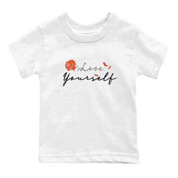 Foams One Jin shirts to match jordans Love Yourself sneaker match tees Foams One Jin match shoes to clothes SNRT Sneaker Tees Youth Baby White 2 tee