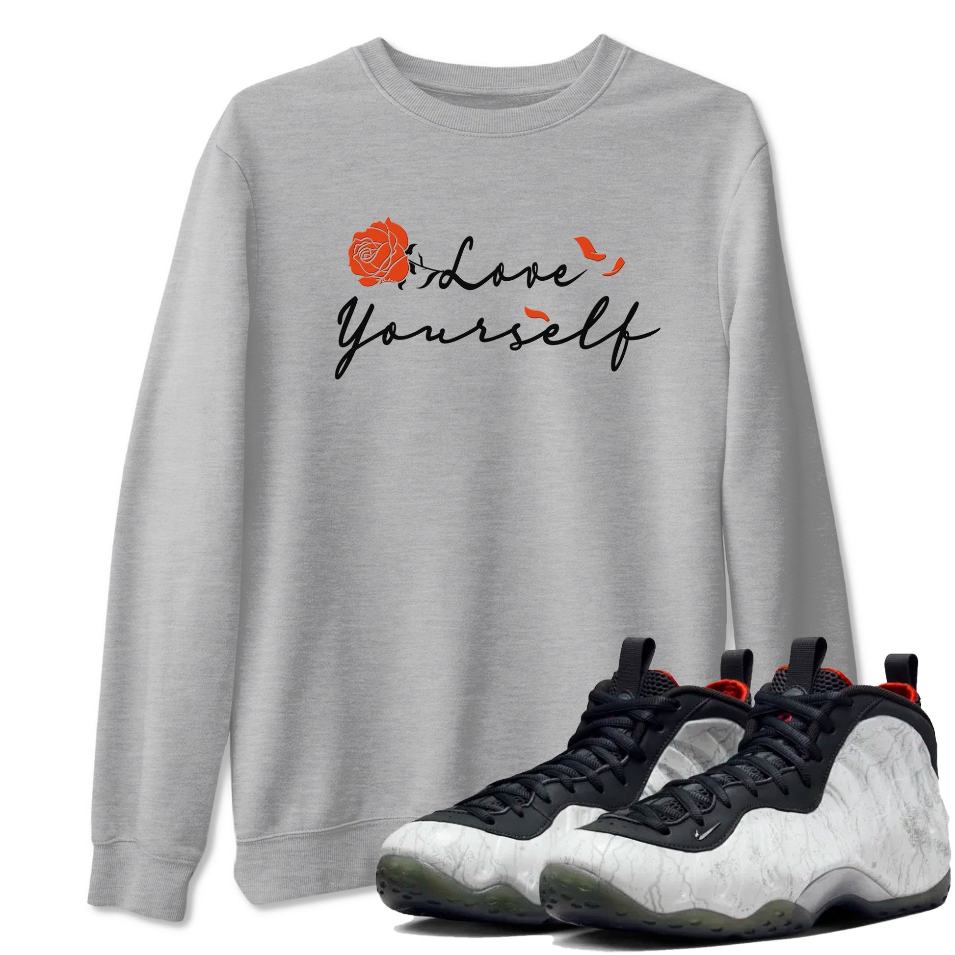 Foams One Jin shirts to match jordans Love Yourself sneaker match tees Foams One Jin match shoes to clothes SNRT Sneaker Tees unisex cotton Heather Grey 1 shirts