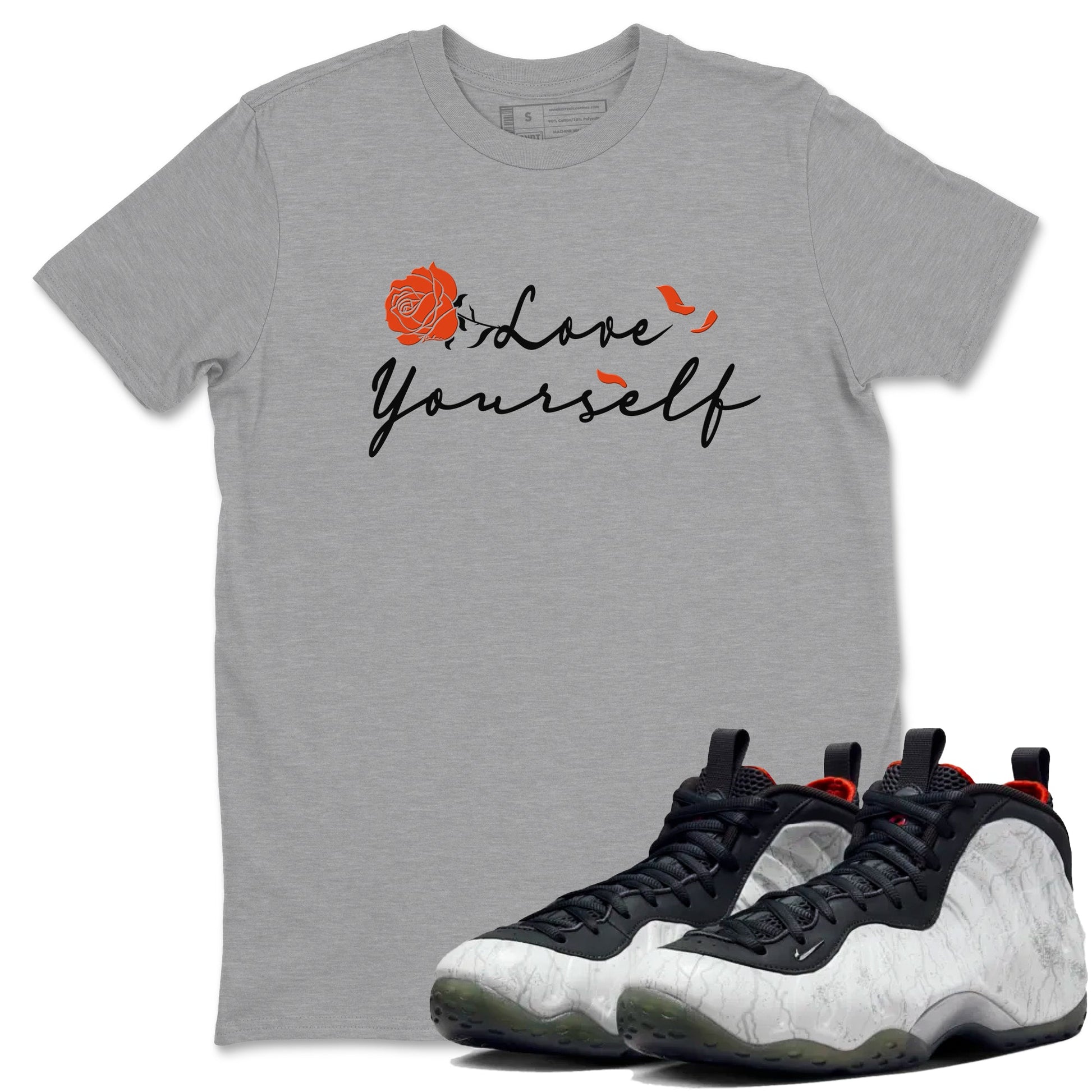 Foams One Jin shirts to match jordans Love Yourself sneaker match tees Foams One Jin match shoes to clothes SNRT Sneaker Tees unisex cotton Heather Grey 1 shirts