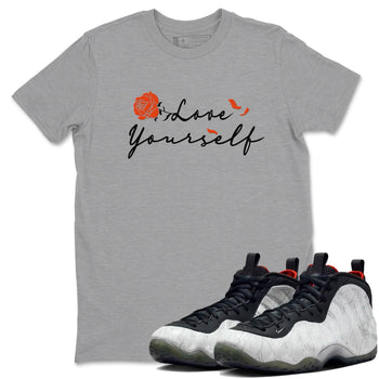 Foams One Jin shirts to match jordans Love Yourself sneaker match tees Foams One Jin match shoes to clothes SNRT Sneaker Tees unisex cotton Heather Grey 1 shirts