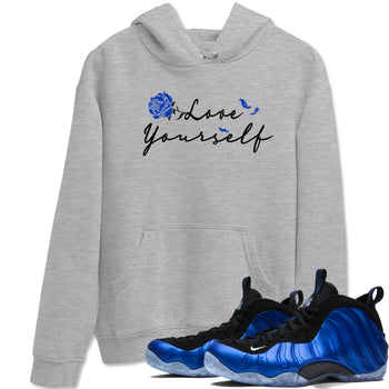 Foams One Royal shirts to match jordans Love Yourself sneaker match tees Air Foamposite One Royal match shoes to clothes SNRT Sneaker Tees unisex cotton Heather Grey 1 shirts