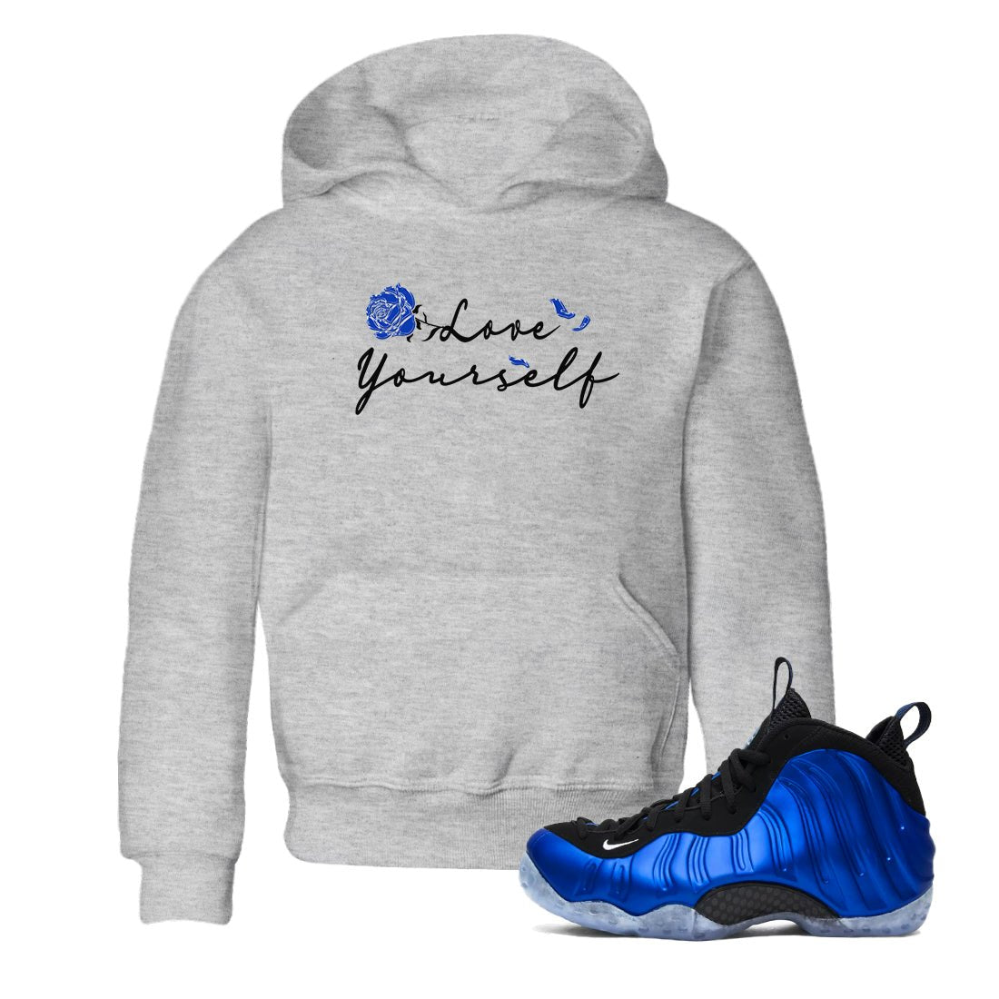Foams One Royal shirts to match jordans Love Yourself sneaker match tees Air Foamposite One Royal match shoes to clothes SNRT Sneaker Tees Youth Baby Heather Grey 1 tee