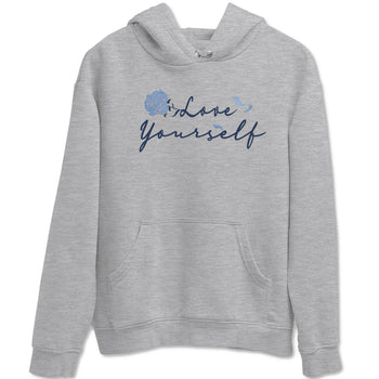 AJ 1 Denim shirts to match jordans Love Yourself sneaker match tees Air Jordan 1 Denim SNRT Sneaker Tees streetwear brand Heather Grey 2 unisex cotton tee