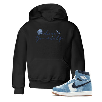 AJ 1 Denim shirts to match jordans Love Yourself sneaker match tees Air Jordan 1 Denim SNRT Sneaker Tees streetwear brand Baby and Youth Black 1 cotton tee