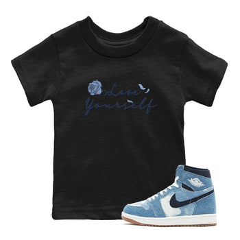 AJ 1 Denim shirts to match jordans Love Yourself sneaker match tees Air Jordan 1 Denim SNRT Sneaker Tees streetwear brand Baby and Youth Black 1 cotton tee