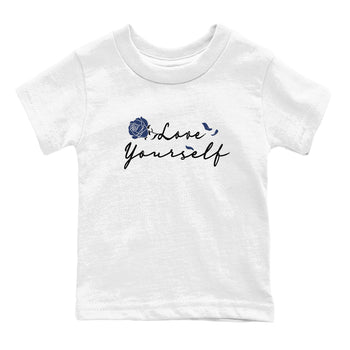 1s Midnight Navy shirts to match jordans Love Yourself sneaker match tees Air Jordan 1 Midnight Navy match shoes to clothes SNRT Sneaker Tees Youth Baby White 2 tee