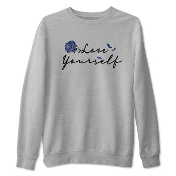 1s Midnight Navy shirts to match jordans Love Yourself sneaker match tees Air Jordan 1 Midnight Navy match shoes to clothes SNRT Sneaker Tees unisex cotton Heather Grey 2 shirts