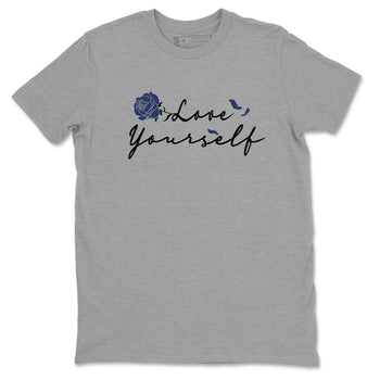 1s Midnight Navy shirts to match jordans Love Yourself sneaker match tees Air Jordan 1 Midnight Navy match shoes to clothes SNRT Sneaker Tees unisex cotton Heather Grey 2 shirts