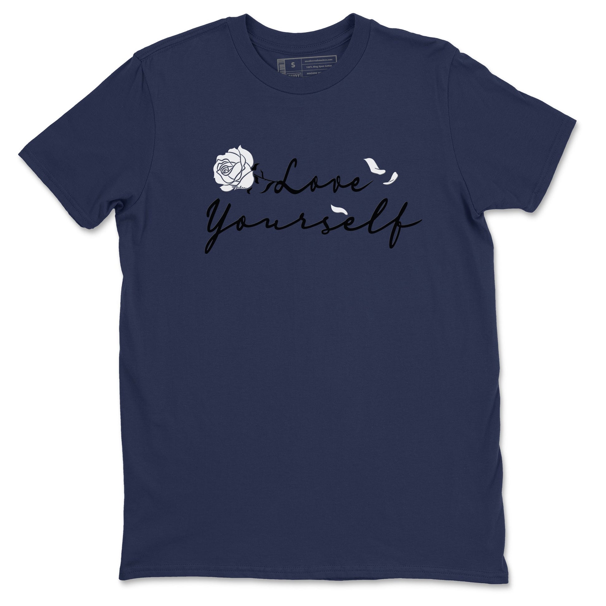 1s Midnight Navy shirts to match jordans Love Yourself sneaker match tees Air Jordan 1 Midnight Navy match shoes to clothes SNRT Sneaker Tees unisex cotton Navy 2 shirts