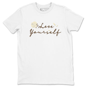 1s Low OG Mocha shirts to match jordans Love Yourself sneaker match tees Air Jordan 1 Mocha match shoes to clothes SNRT Sneaker Tees unisex cotton White 2 shirts
