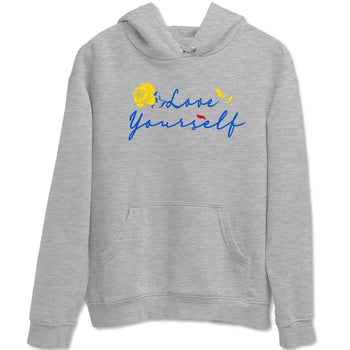 AJ1 Travis Scott Canary shirt to match jordans Love Yourself sneaker tees Air Jordan 1 Travis Scott Canary SNRT Sneaker Release Tees unisex cotton Heather Grey 2 crew neck shirt