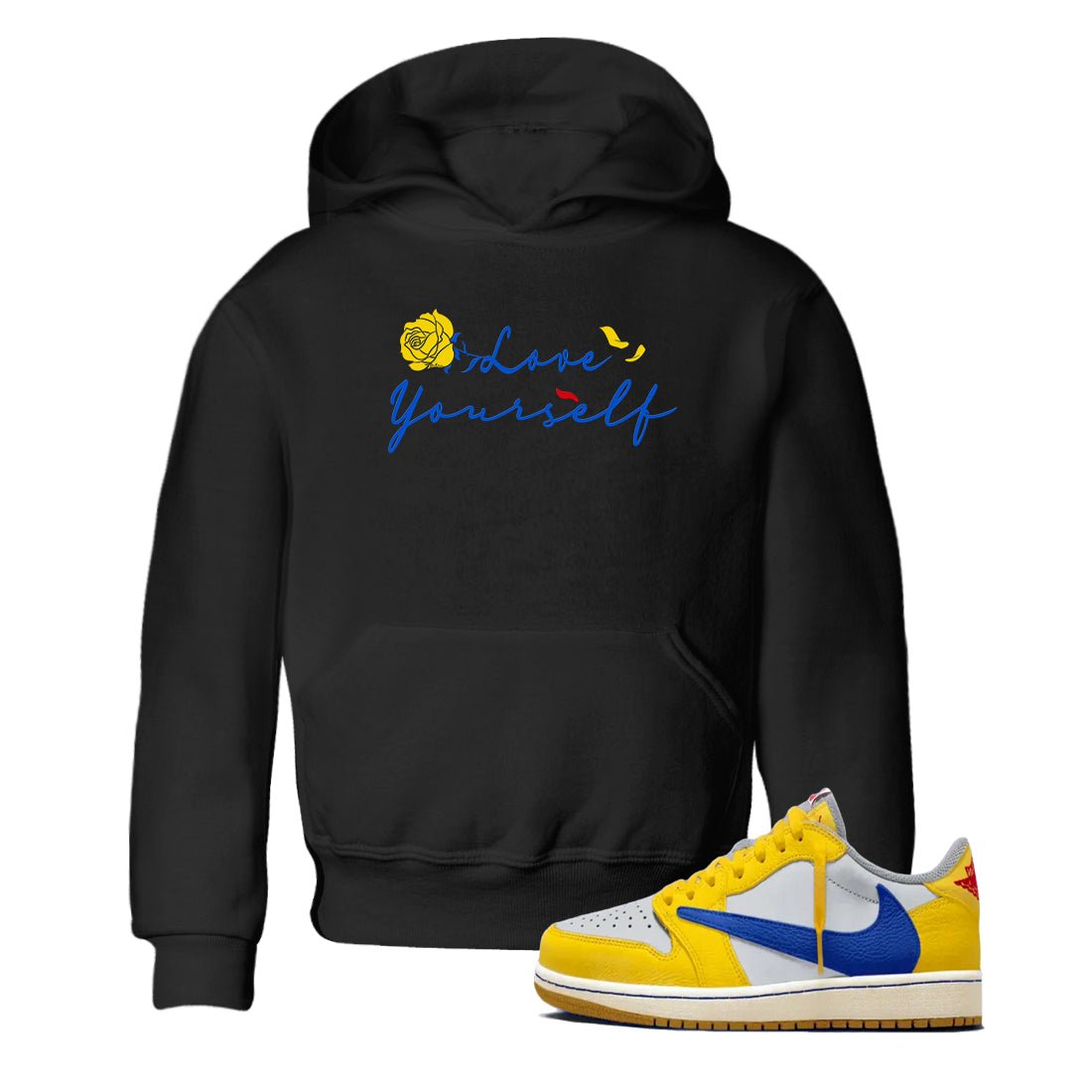 AJ1 Travis Scott Canary shirt to match jordans Love Yourself sneaker tees Air Jordan 1 Travis Scott Canary SNRT sneaker release tees baby toddler Black 1 cotton Shirt