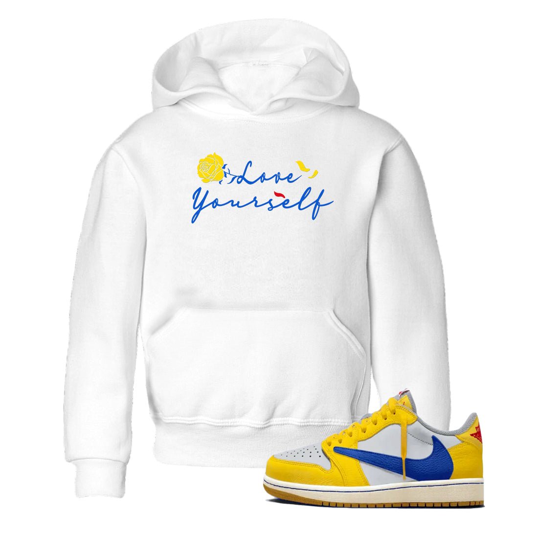 AJ1 Travis Scott Canary shirt to match jordans Love Yourself sneaker tees Air Jordan 1 Travis Scott Canary SNRT sneaker release tees baby toddler White 1 cotton Shirt
