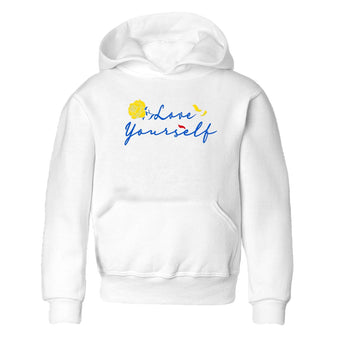 AJ1 Travis Scott Canary shirt to match jordans Love Yourself sneaker tees Air Jordan 1 Travis Scott Canary SNRT sneaker release tees baby toddler White 2 cotton Shirt