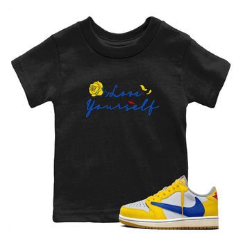 AJ1 Travis Scott Canary shirt to match jordans Love Yourself sneaker tees Air Jordan 1 Travis Scott Canary SNRT sneaker release tees baby toddler Black 1 cotton Shirt