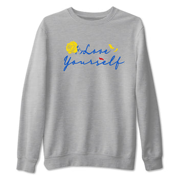 AJ1 Travis Scott Canary shirt to match jordans Love Yourself sneaker tees Air Jordan 1 Travis Scott Canary SNRT Sneaker Release Tees unisex cotton Heather Grey 2 crew neck shirt