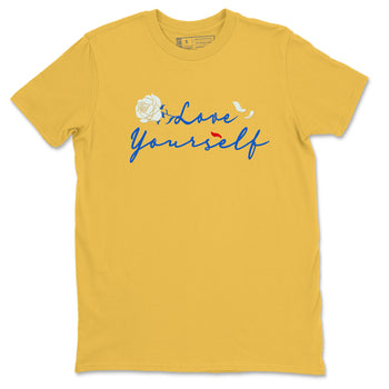 AJ1 Travis Scott Canary shirt to match jordans Love Yourself sneaker tees Air Jordan 1 Travis Scott Canary SNRT Sneaker Release Tees unisex cotton Daisy 2 crew neck shirt