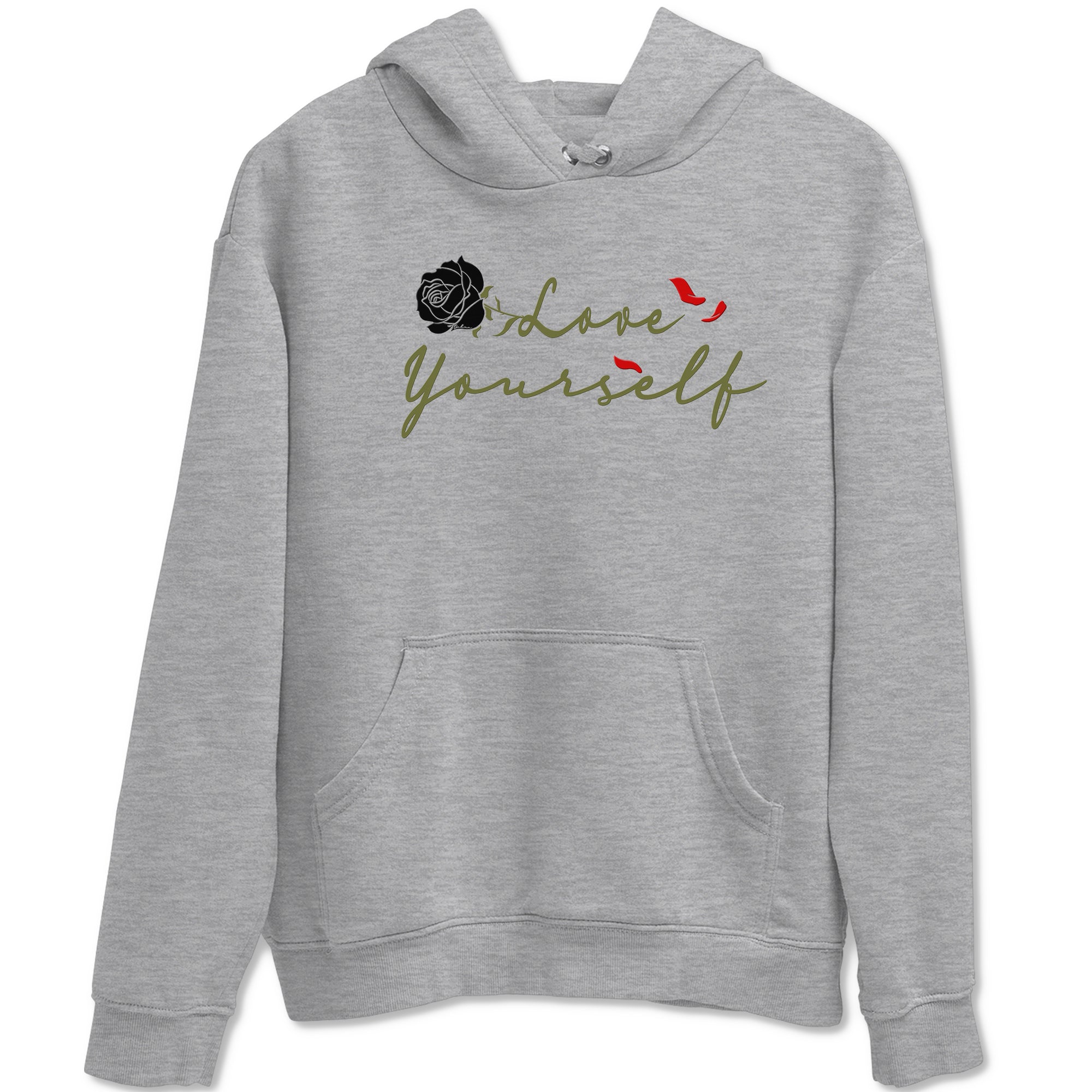 1s Travis Scott Medium Olive shirts to match jordans Love Yourself sneaker match tees Air Jordan 1 Travis Scott Medium Olive match shoes to clothes SNRT Sneaker Tees unisex cotton Heather Grey 2 shirts