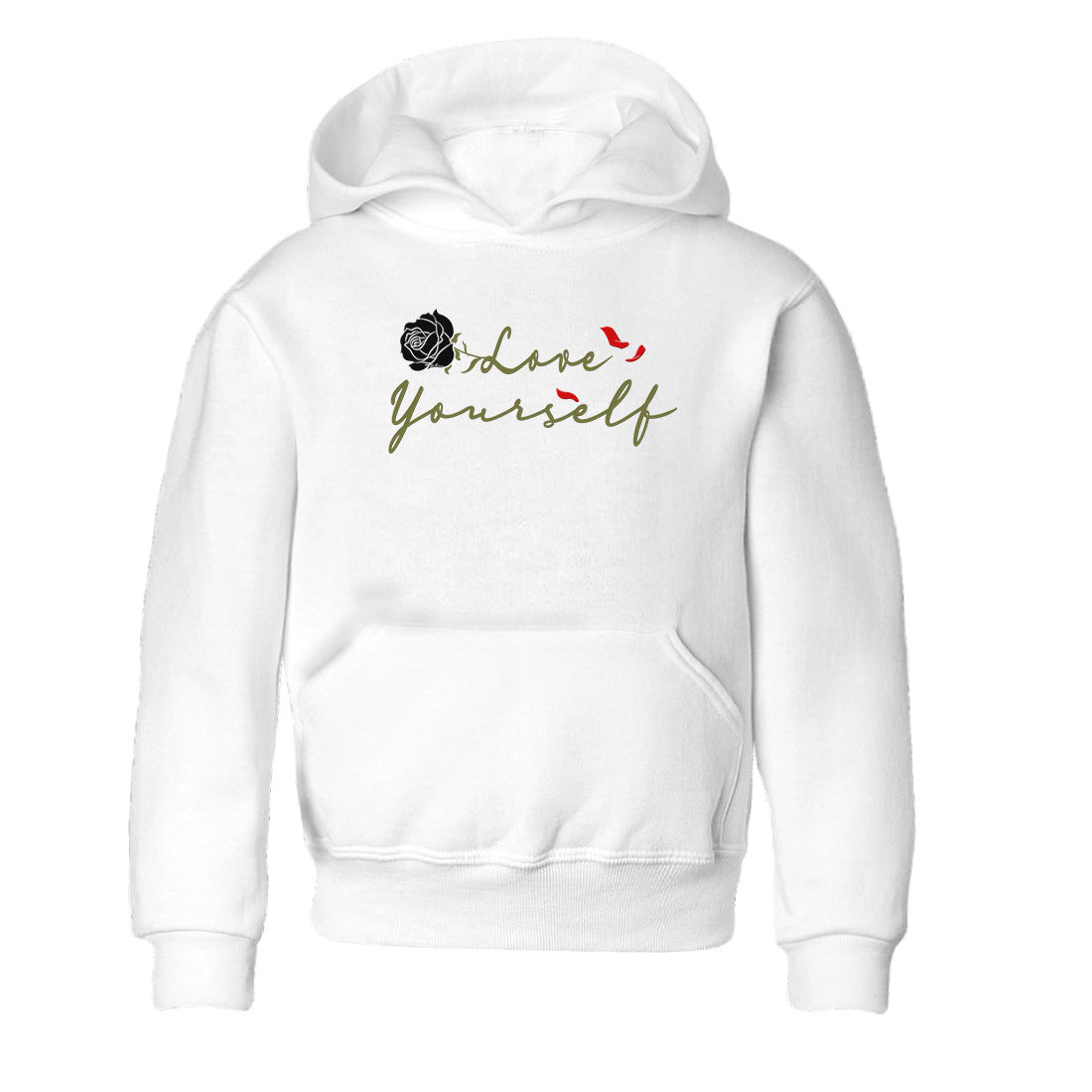 1s Travis Scott Medium Olive shirts to match jordans Love Yourself sneaker match tees Air Jordan 1 Travis Scott Medium Olive match shoes to clothes SNRT Sneaker Tees Youth Baby White 2 tee