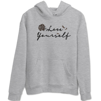 Air Jordan 1 Travis Scott Velvet Brown shirts to match jordans Love Yourself sneaker match tees Travis Scott x Air Jordan 1 Low OG Velvet Brown best t shirts to wear with jordans SNRT Sneaker Tees unisex cotton Heather Grey 2 shirts