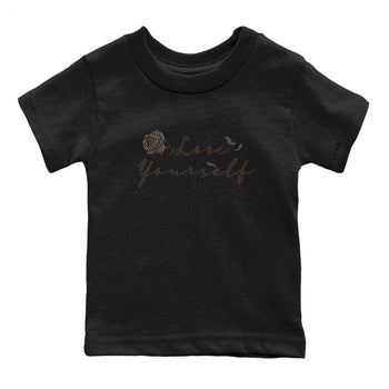Air Jordan 1 Travis Scott Velvet Brown shirts to match jordans Love Yourself sneaker match tees Travis Scott x Air Jordan 1 Low OG Velvet Brown best t shirts to wear with jordans SNRT Sneaker Tees Youth Baby Black 2 tee