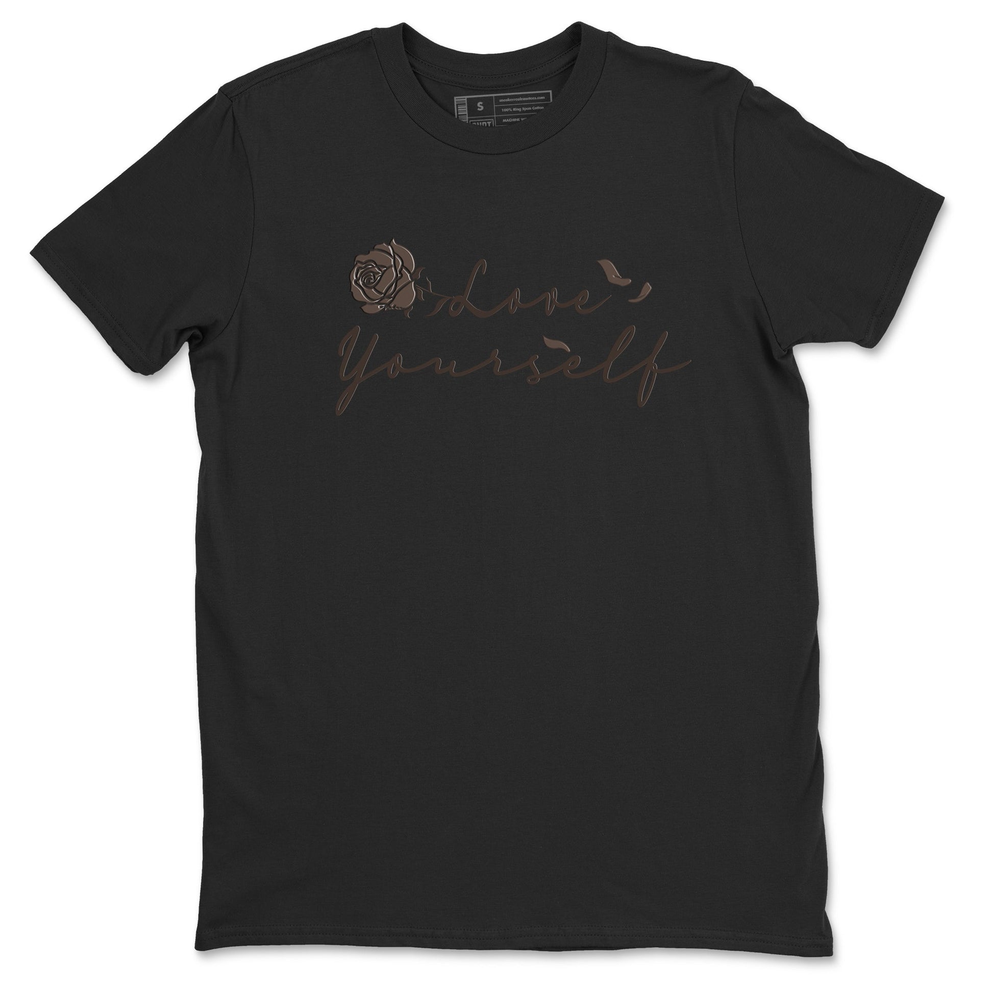 Air Jordan 1 Travis Scott Velvet Brown shirts to match jordans Love Yourself sneaker match tees Travis Scott x Air Jordan 1 Low OG Velvet Brown best t shirts to wear with jordans SNRT Sneaker Tees unisex cotton Black 2 shirts