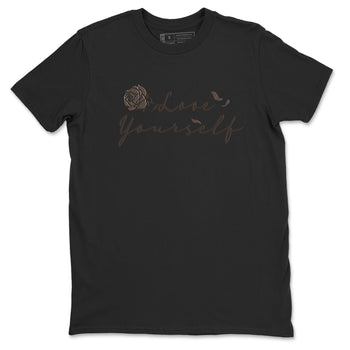 Air Jordan 1 Travis Scott Velvet Brown shirts to match jordans Love Yourself sneaker match tees Travis Scott x Air Jordan 1 Low OG Velvet Brown best t shirts to wear with jordans SNRT Sneaker Tees unisex cotton Black 2 shirts