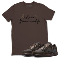 Love Yourself SNRT Sneaker Tees - Air Jordan 1 Travis Scott Velvet Brown