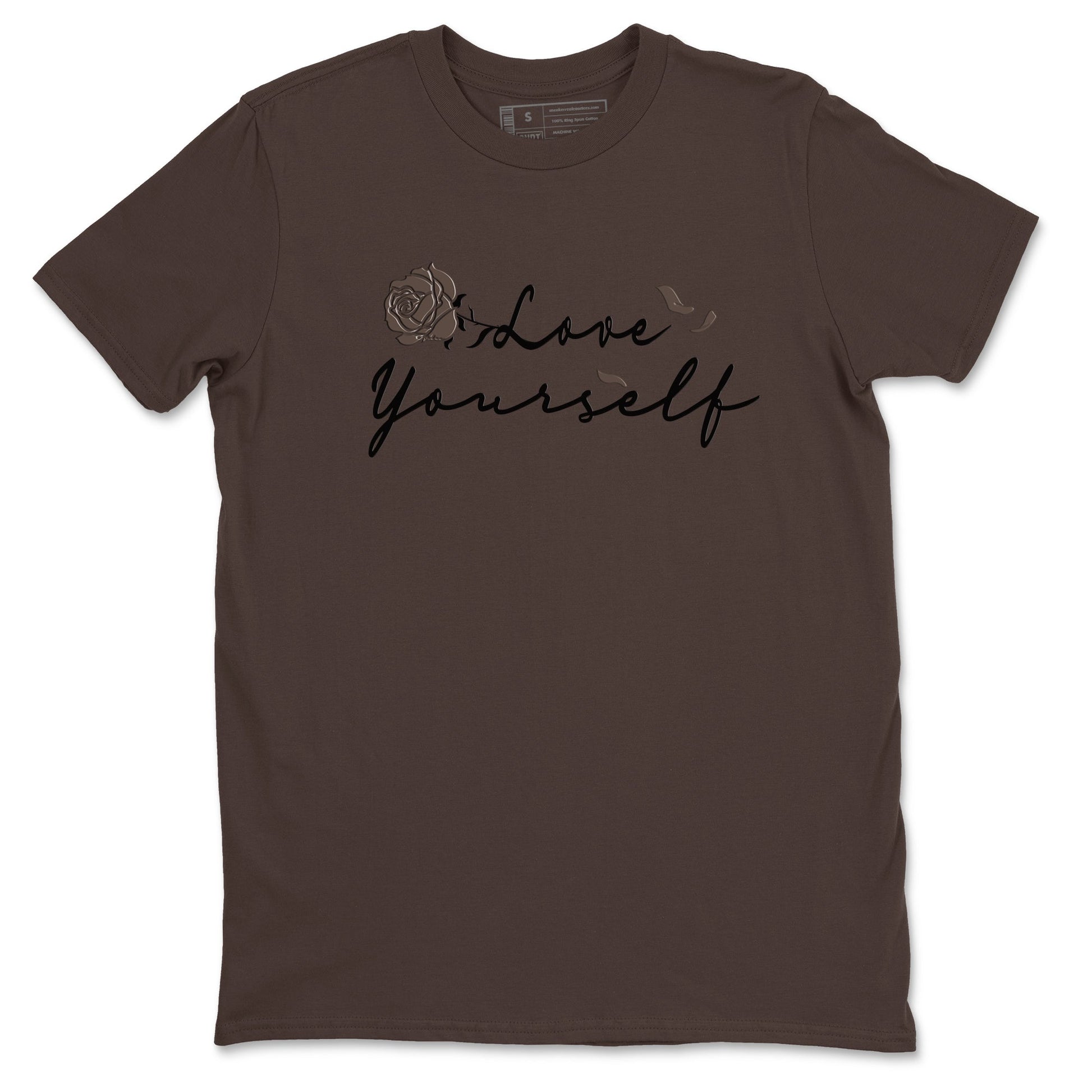 Air Jordan 1 Travis Scott Velvet Brown shirts to match jordans Love Yourself sneaker match tees Travis Scott x Air Jordan 1 Low OG Velvet Brown best t shirts to wear with jordans SNRT Sneaker Tees unisex cotton Dark Chocolate 2 shirts