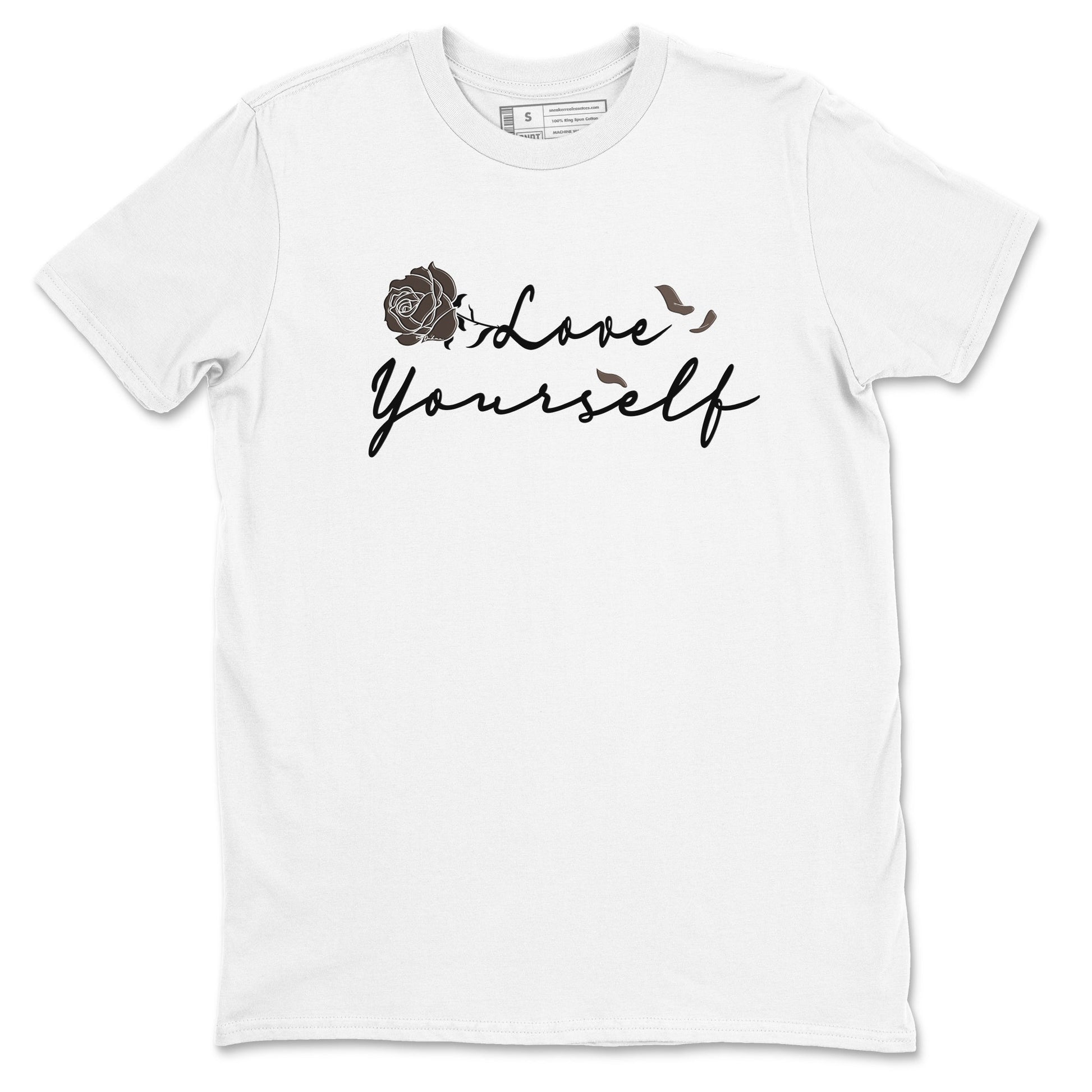 Air Jordan 1 Travis Scott Velvet Brown shirts to match jordans Love Yourself sneaker match tees Travis Scott x Air Jordan 1 Low OG Velvet Brown best t shirts to wear with jordans SNRT Sneaker Tees unisex cotton White 2 shirts