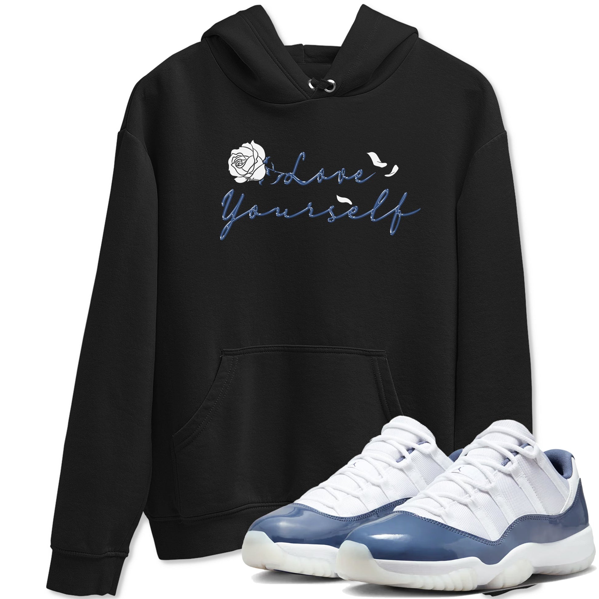 11s Diffused Blue Shirts To Match Jordans Love Yourself sneaker match tees Air Jordan 11 Diffused Blue Tee SNRT Sneaker Release Tees unisex cotton Black 1 crew neck shirts