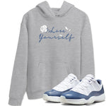 11s Diffused Blue Shirts To Match Jordans Love Yourself sneaker match tees Air Jordan 11 Diffused Blue Tee SNRT Sneaker Release Tees unisex cotton Heather Grey 1 crew neck shirts