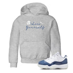 11s Diffused Blue Shirts To Match Jordans Love Yourself sneaker match tees Air Jordan 11 Diffused Blue Tee SNRT Sneaker Release Tees Youth Baby Heather Grey 1 crew neck shirts