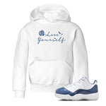 11s Diffused Blue Shirts To Match Jordans Love Yourself sneaker match tees Air Jordan 11 Diffused Blue Tee SNRT Sneaker Release Tees Youth Baby White 1 crew neck shirts