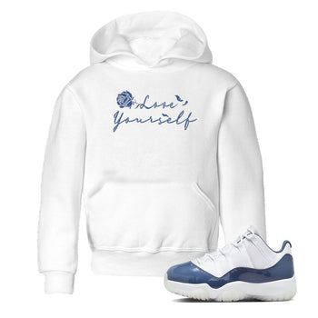 11s Diffused Blue Shirts To Match Jordans Love Yourself sneaker match tees Air Jordan 11 Diffused Blue Tee SNRT Sneaker Release Tees Youth Baby White 1 crew neck shirts