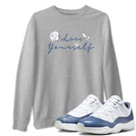 11s Diffused Blue Shirts To Match Jordans Love Yourself sneaker match tees Air Jordan 11 Diffused Blue Tee SNRT Sneaker Release Tees unisex cotton Heather Grey 1 crew neck shirts