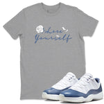 11s Diffused Blue Shirts To Match Jordans Love Yourself sneaker match tees Air Jordan 11 Diffused Blue Tee SNRT Sneaker Release Tees unisex cotton Heather Grey 1 crew neck shirts