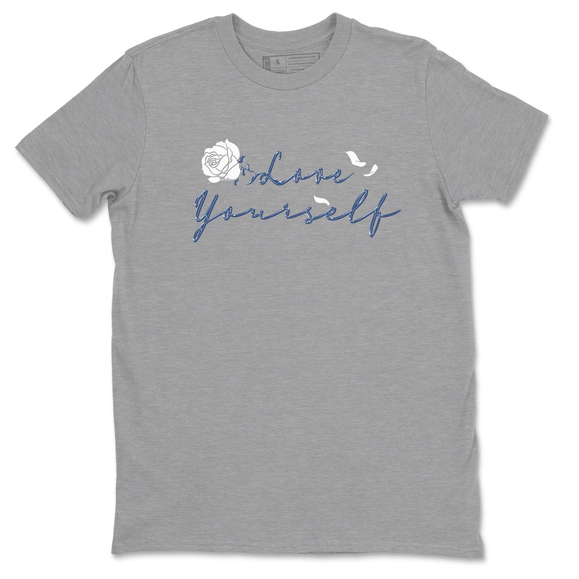 11s Diffused Blue Shirts To Match Jordans Love Yourself sneaker match tees Air Jordan 11 Diffused Blue Tee SNRT Sneaker Release Tees unisex cotton Heather Grey 2 crew neck shirts